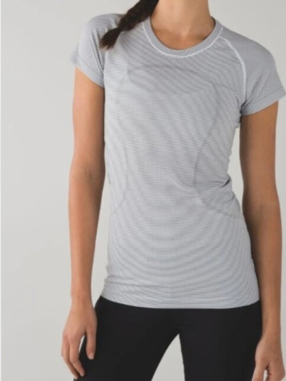 lululemon athletica Women's Short Sleeve Striped Tee - White & Light Gray